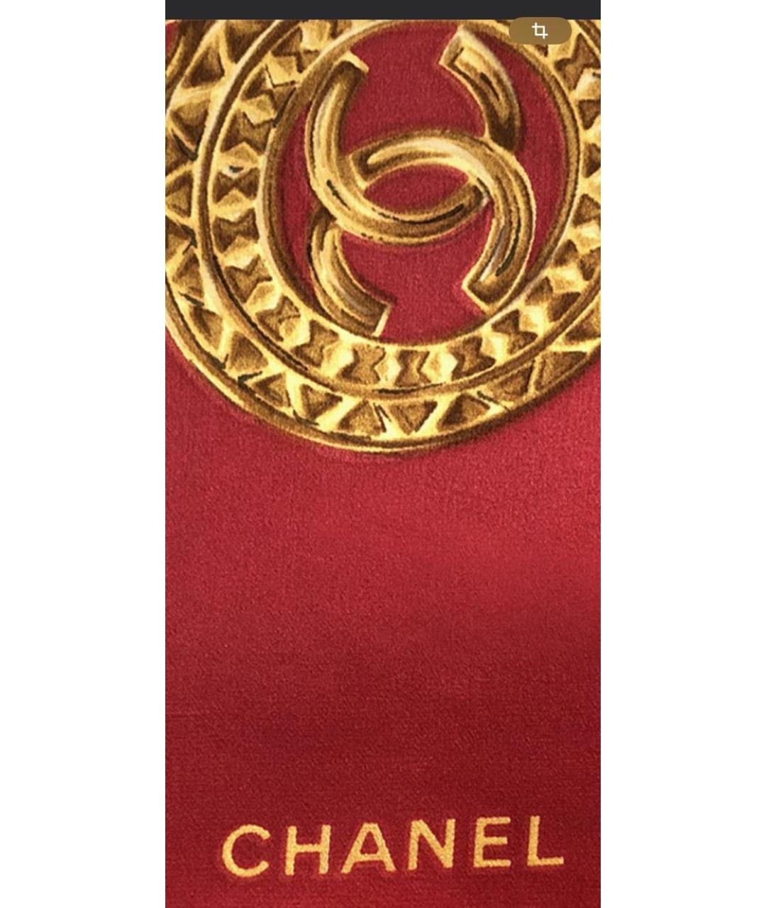 CHANEL Красный шелковый платок, фото 3