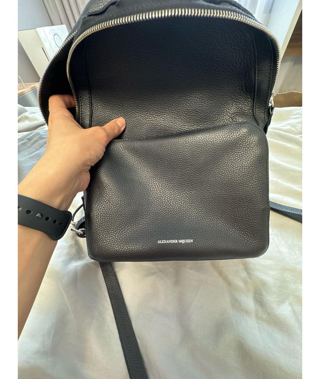 ALEXANDER MCQUEEN Черный кожаный рюкзак, фото 5