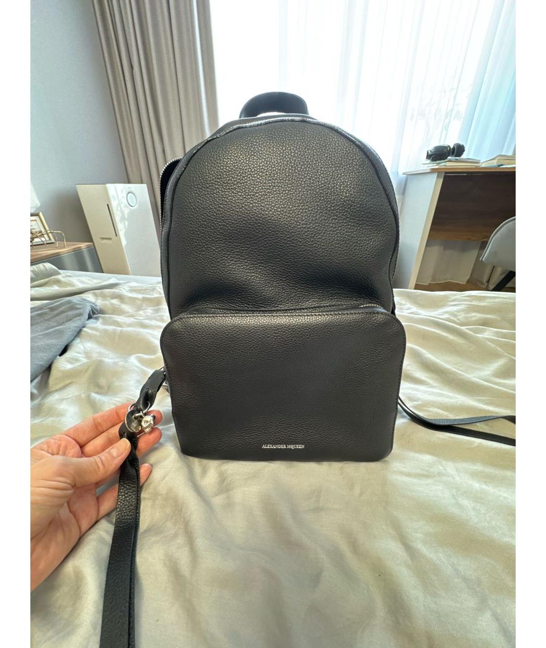 ALEXANDER MCQUEEN Черный кожаный рюкзак, фото 7