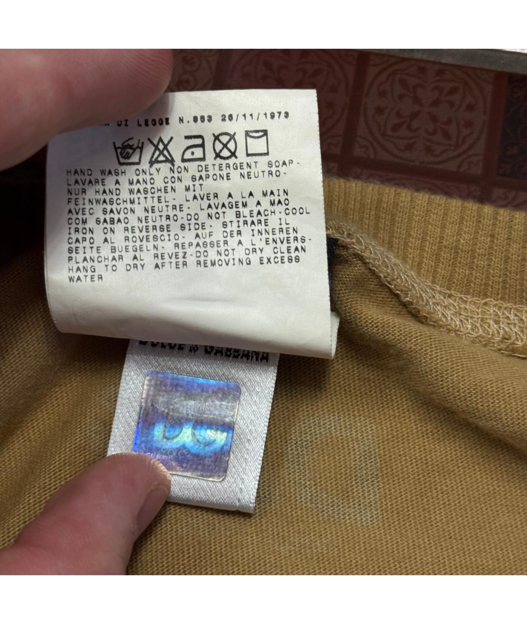 DOLCE&GABBANA Бежевая хлопковая футболка, фото 3