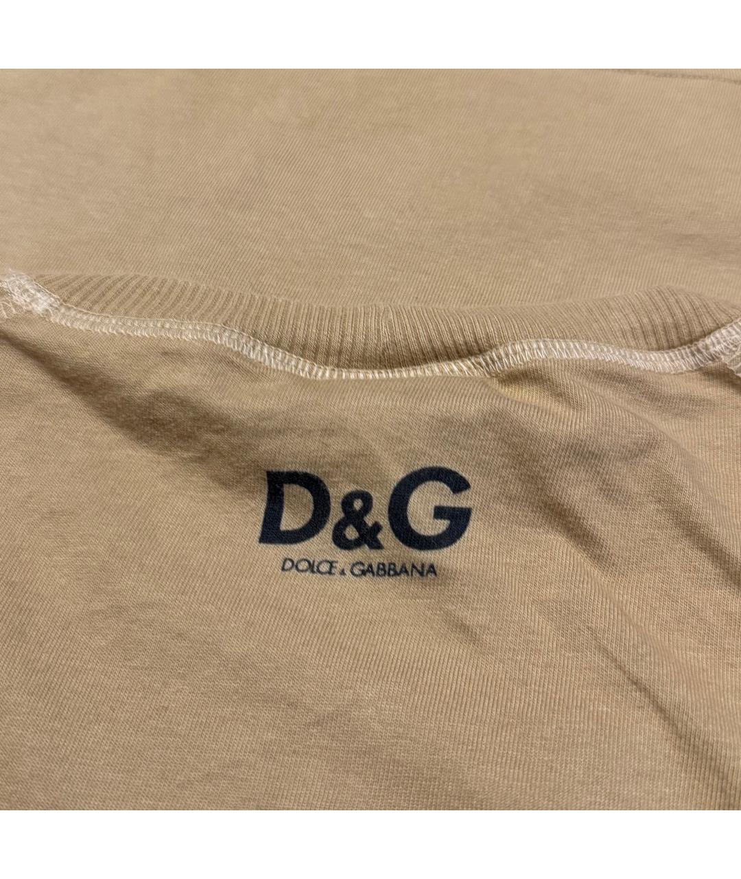 DOLCE&GABBANA Бежевая хлопковая футболка, фото 5