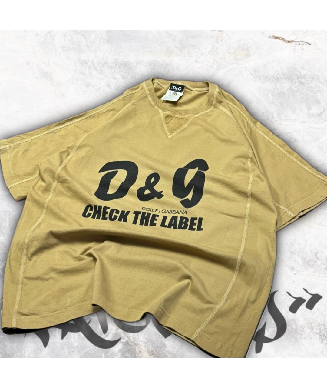 DOLCE&GABBANA Бежевая хлопковая футболка, фото 6
