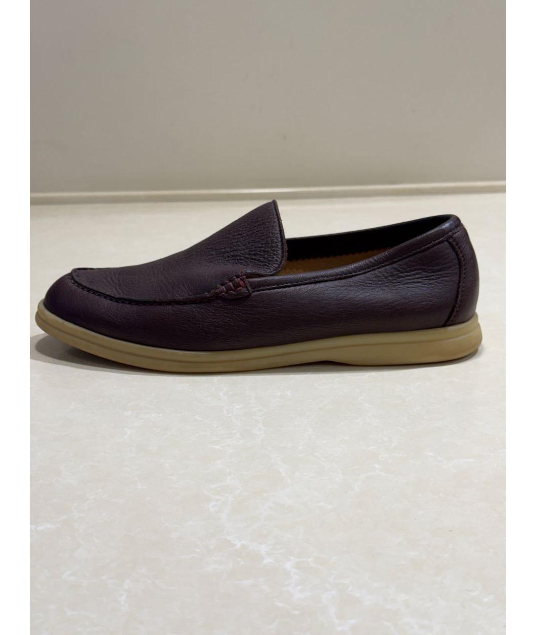 LORO PIANA Коричневые кожаные лоферы, фото 9