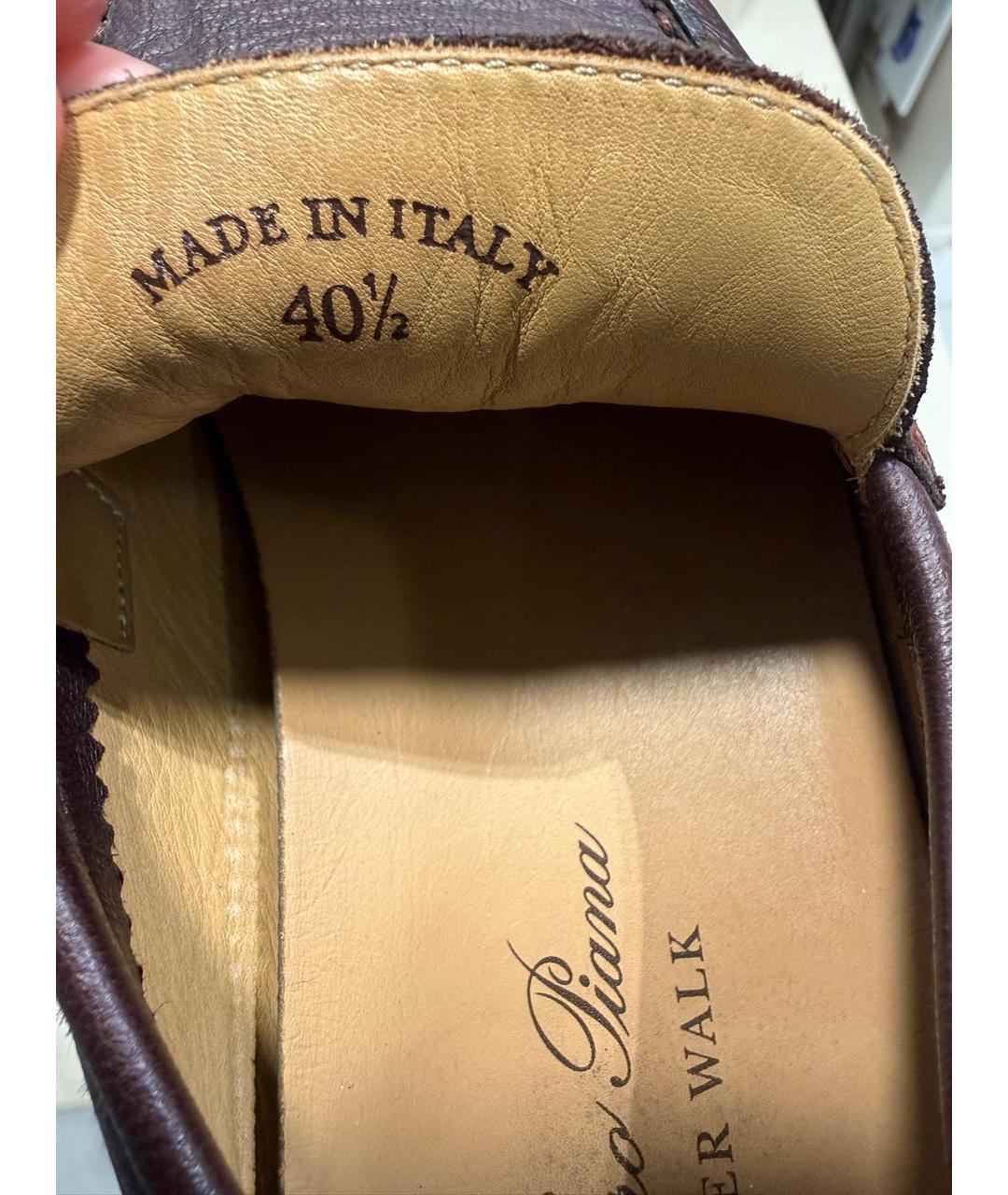 LORO PIANA Коричневые кожаные лоферы, фото 8