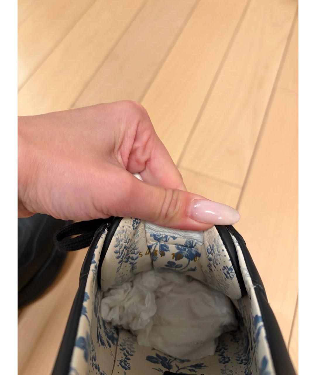 GUCCI Черные кожаные низкие кроссовки / кеды, фото 5