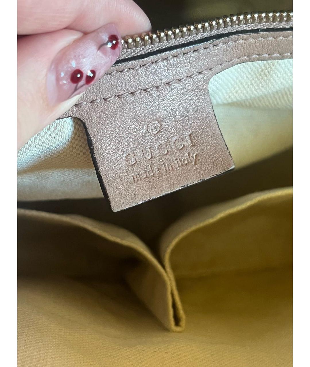 GUCCI Бежевая сумка с короткими ручками из лакированной кожи, фото 6