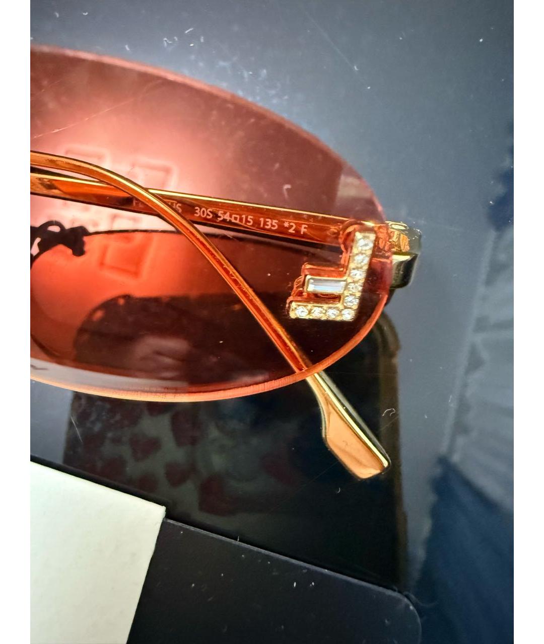 FENDI Золотые металлические солнцезащитные очки, фото 6