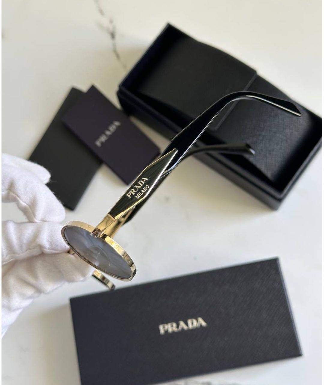 PRADA Черные металлические солнцезащитные очки, фото 4