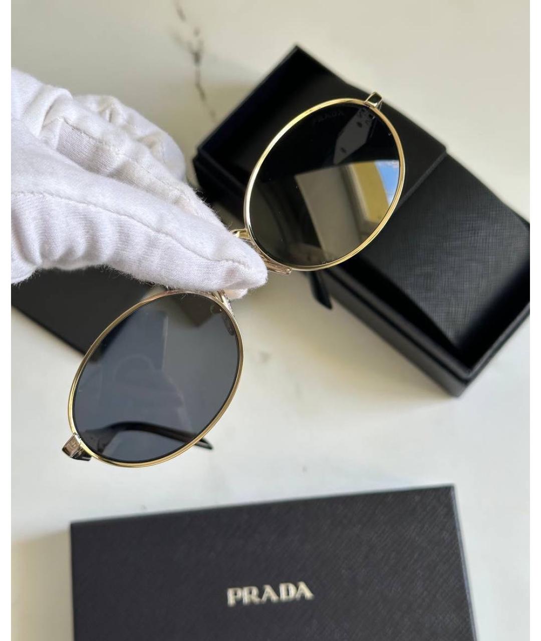 PRADA Черные металлические солнцезащитные очки, фото 5