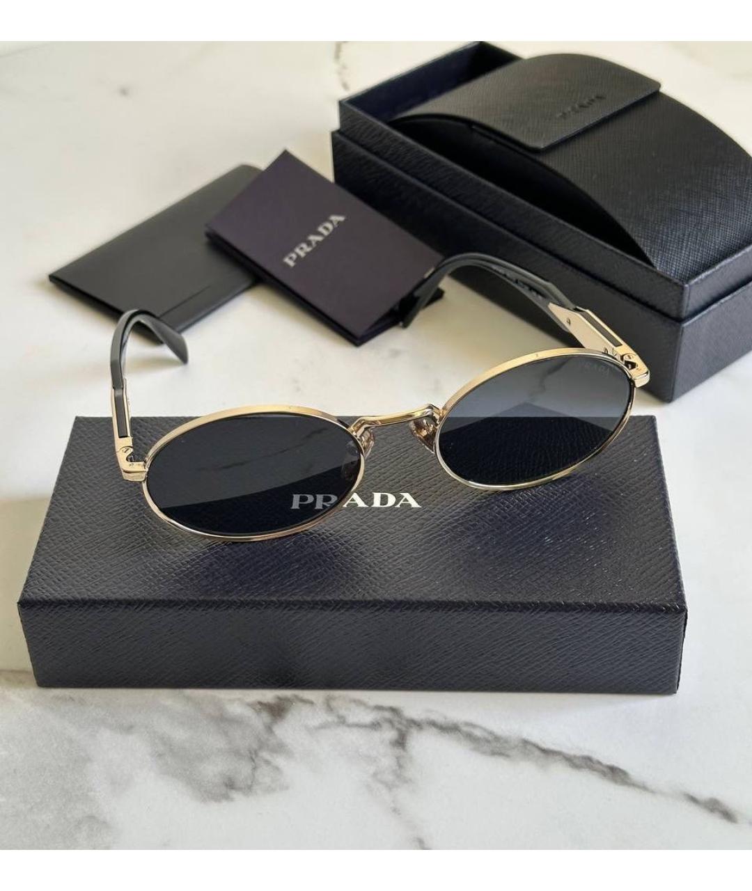 PRADA Черные металлические солнцезащитные очки, фото 2