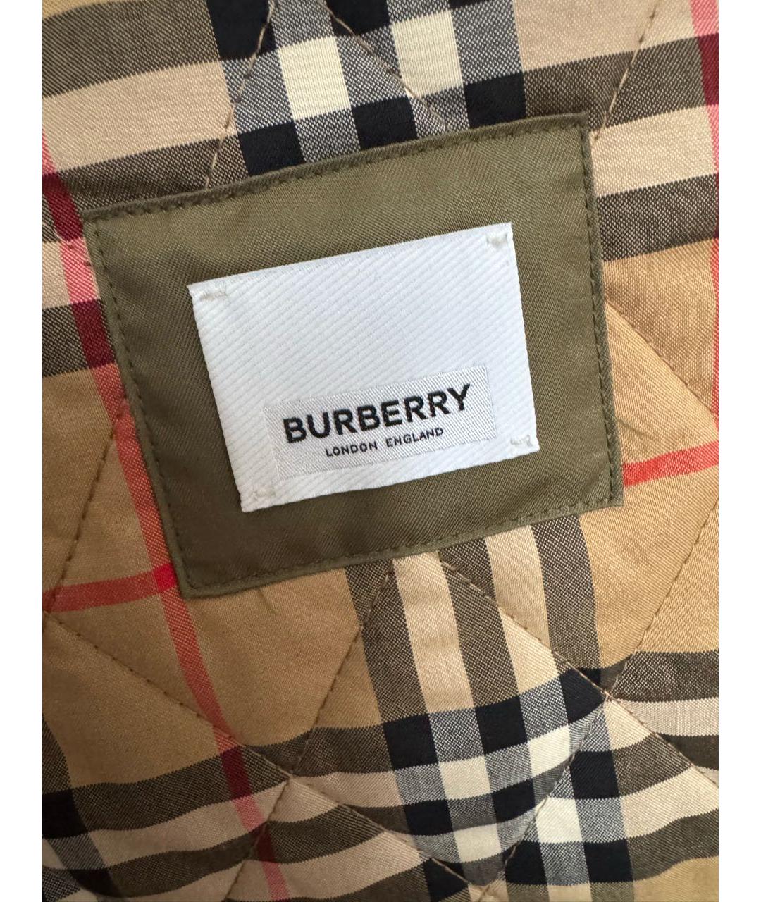 BURBERRY Зеленая хлопковая куртка, фото 3