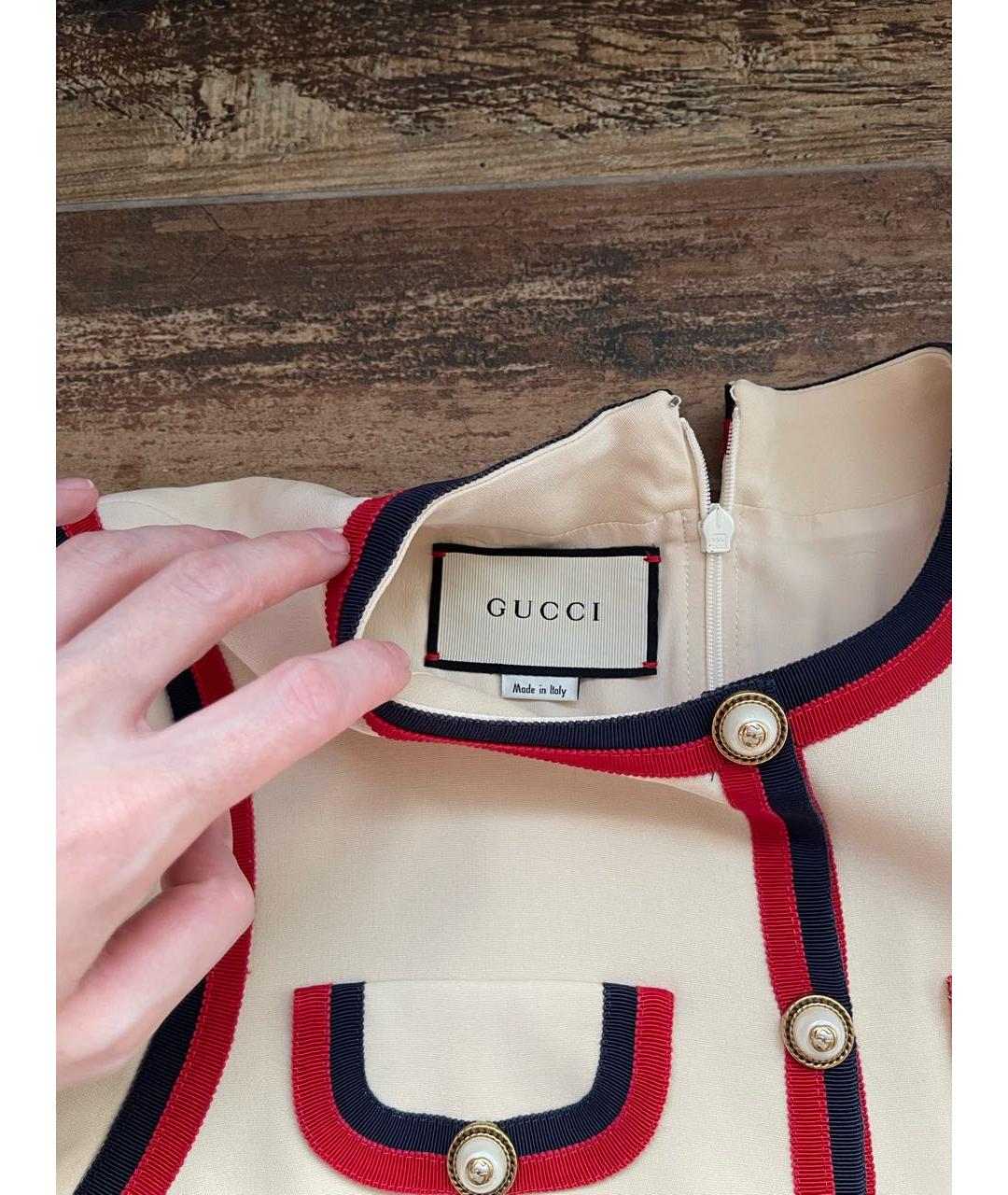 GUCCI Бежевое шелковое повседневное платье, фото 3