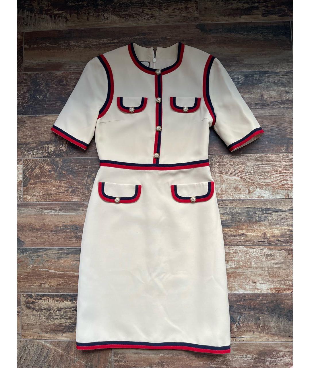 GUCCI Бежевое шелковое повседневное платье, фото 6