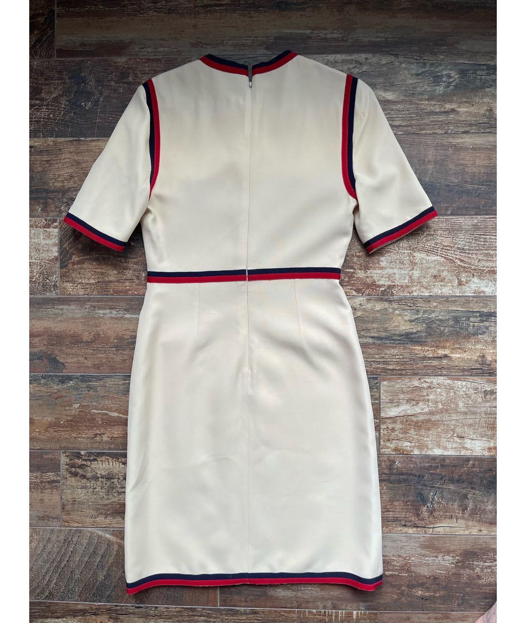 GUCCI Бежевое шелковое повседневное платье, фото 4