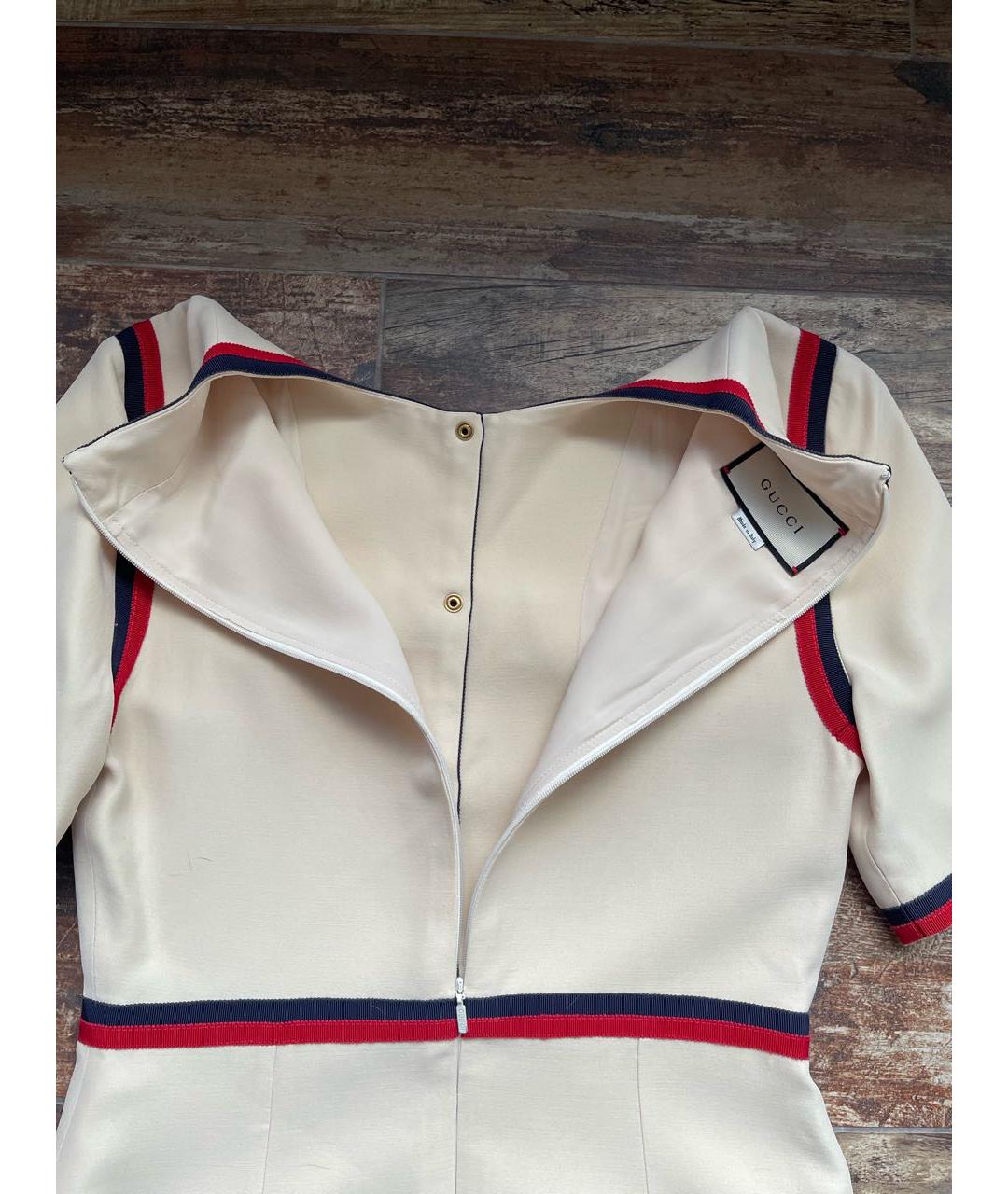 GUCCI Бежевое шелковое повседневное платье, фото 5