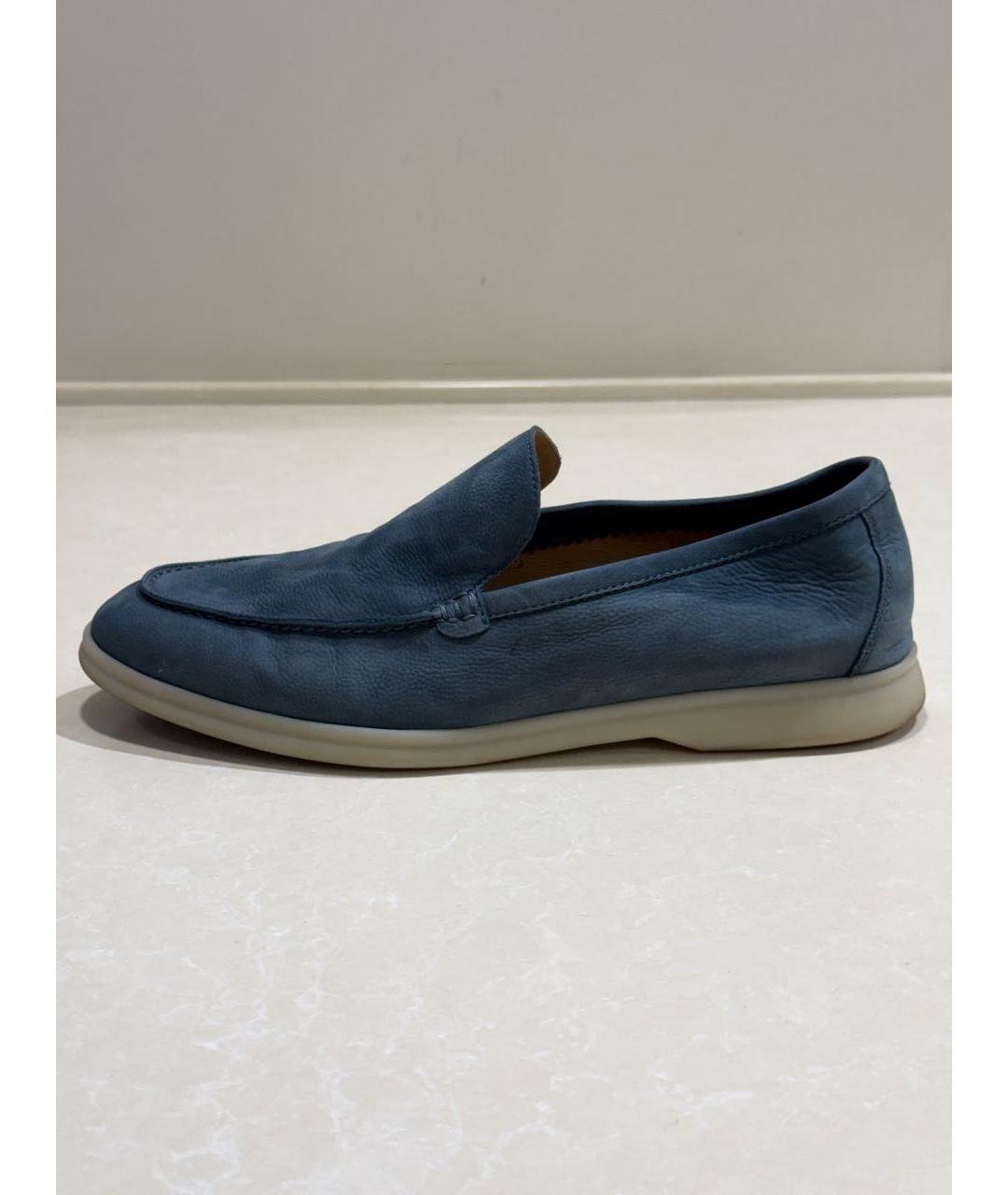 LORO PIANA Синие нубуковые лоферы, фото 9