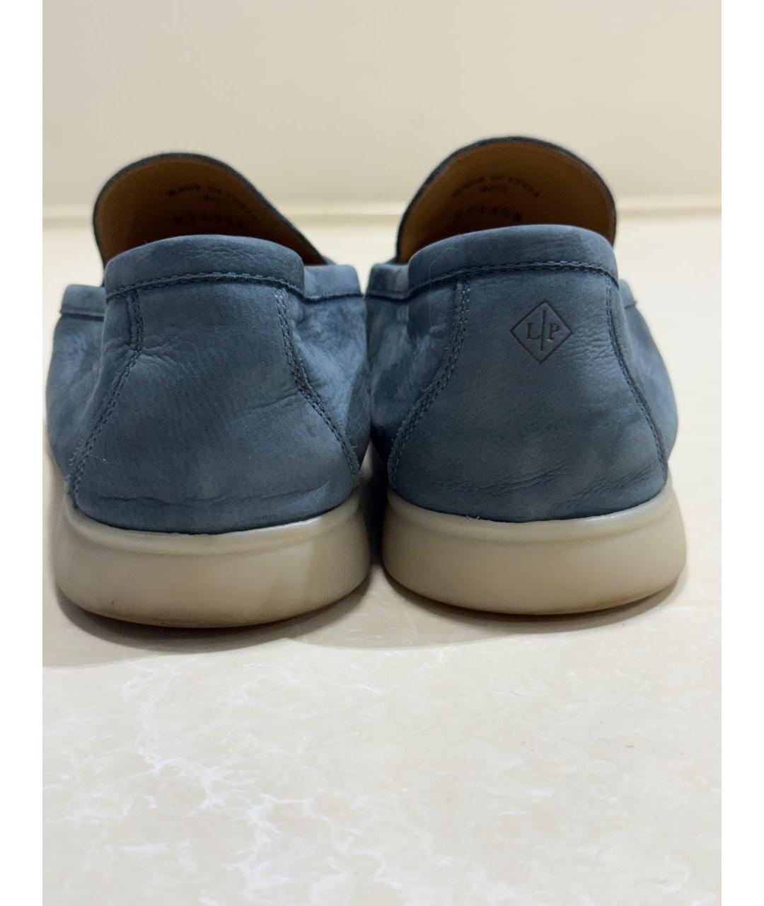 LORO PIANA Синие нубуковые лоферы, фото 4