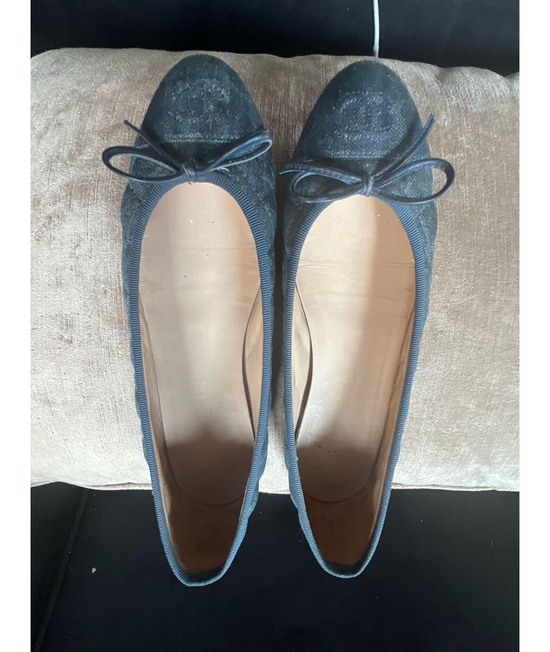 CHANEL Синие текстильные балетки, фото 3