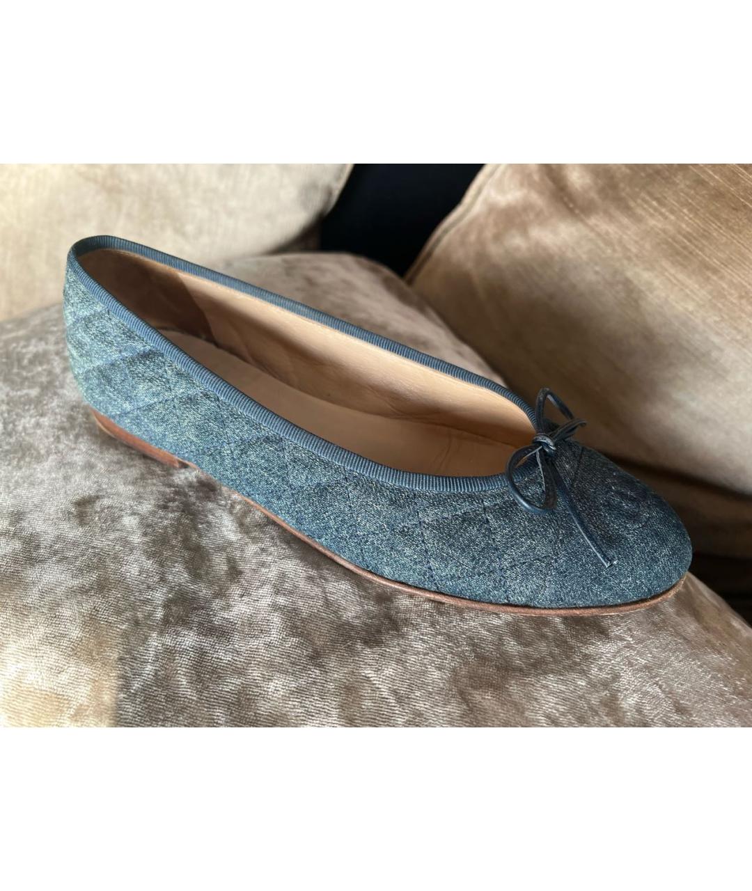 CHANEL Синие текстильные балетки, фото 9