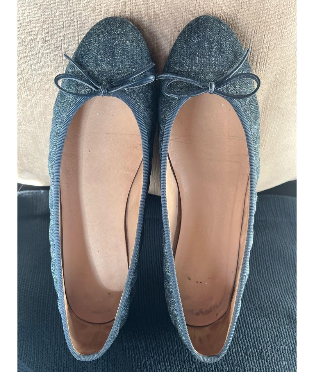 CHANEL Синие текстильные балетки, фото 6