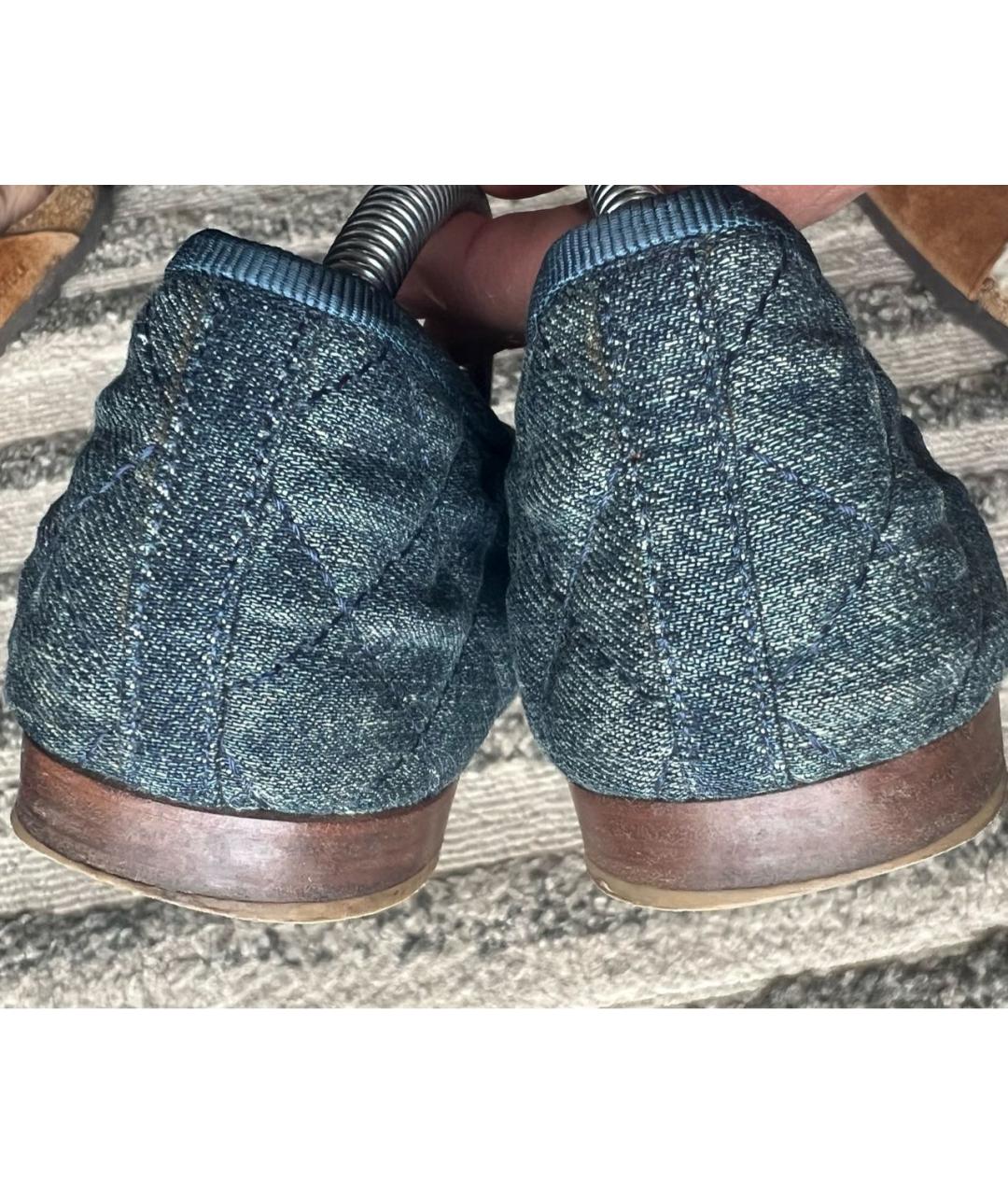 CHANEL Синие текстильные балетки, фото 4