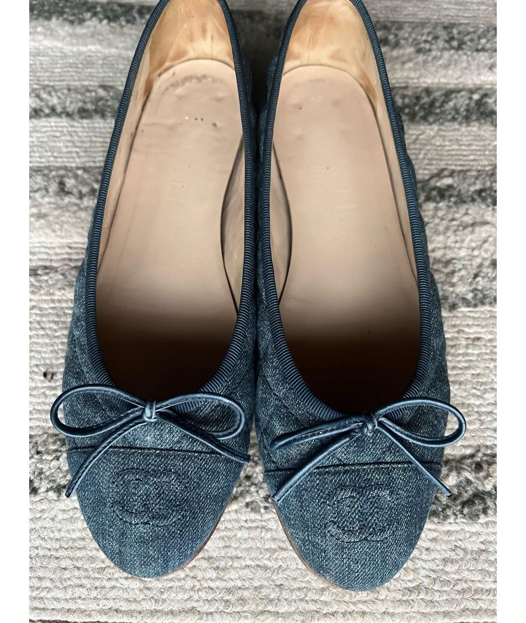 CHANEL Синие текстильные балетки, фото 2