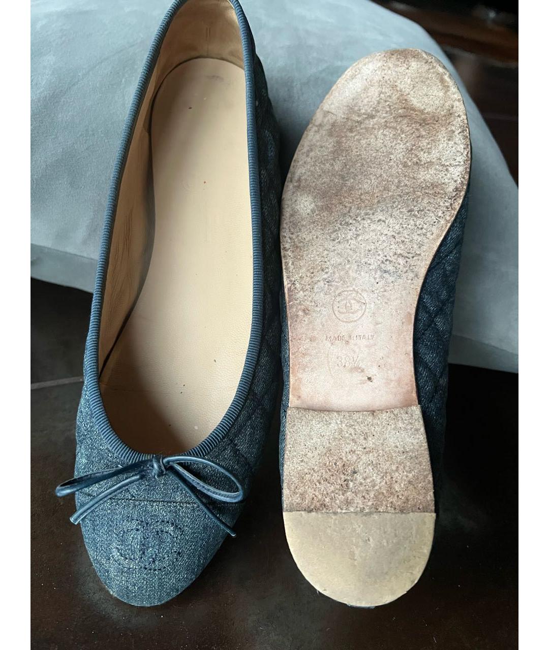 CHANEL Синие текстильные балетки, фото 5