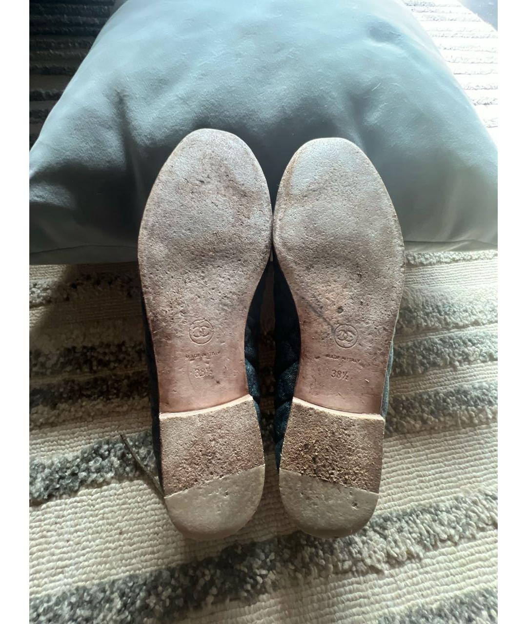 CHANEL Синие текстильные балетки, фото 8