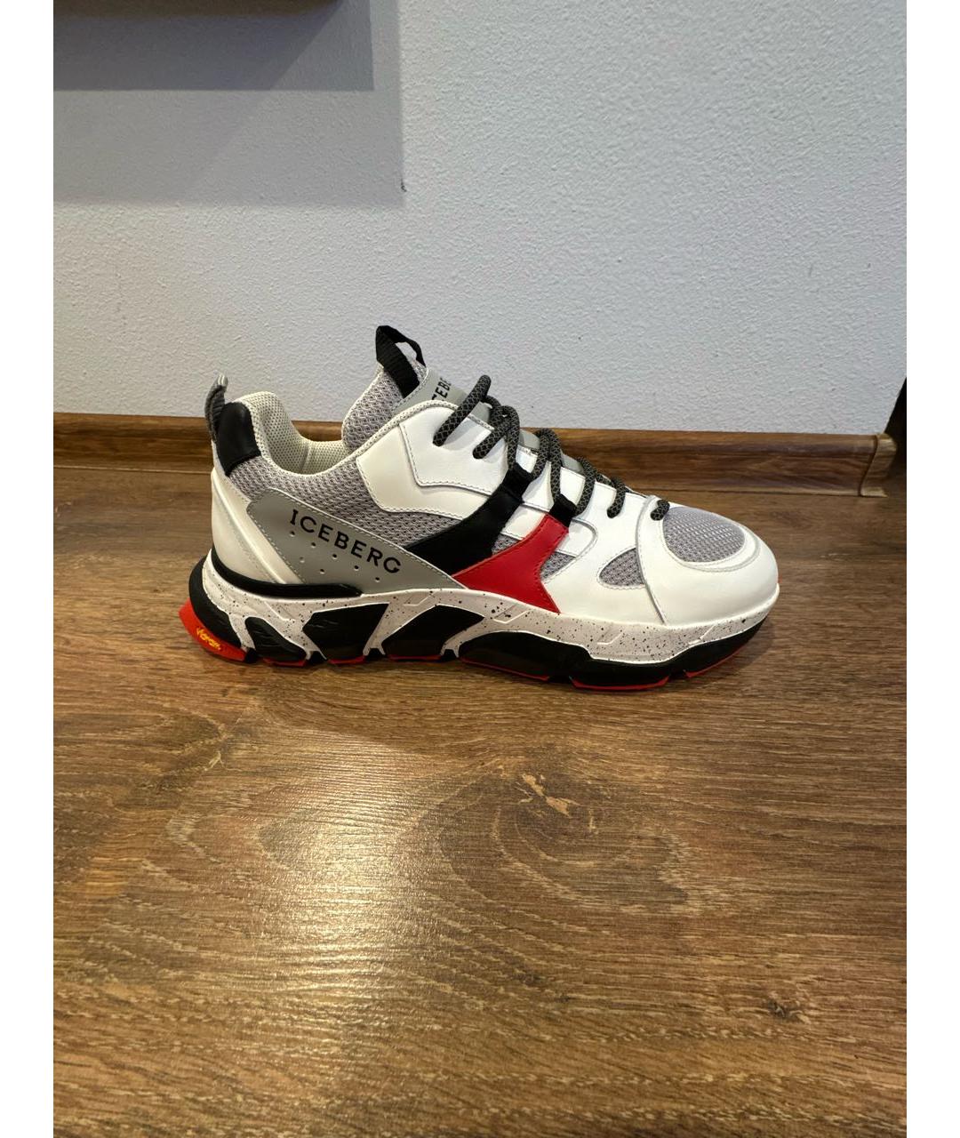 ICEBERG Белые кожаные низкие кроссовки / кеды, фото 5