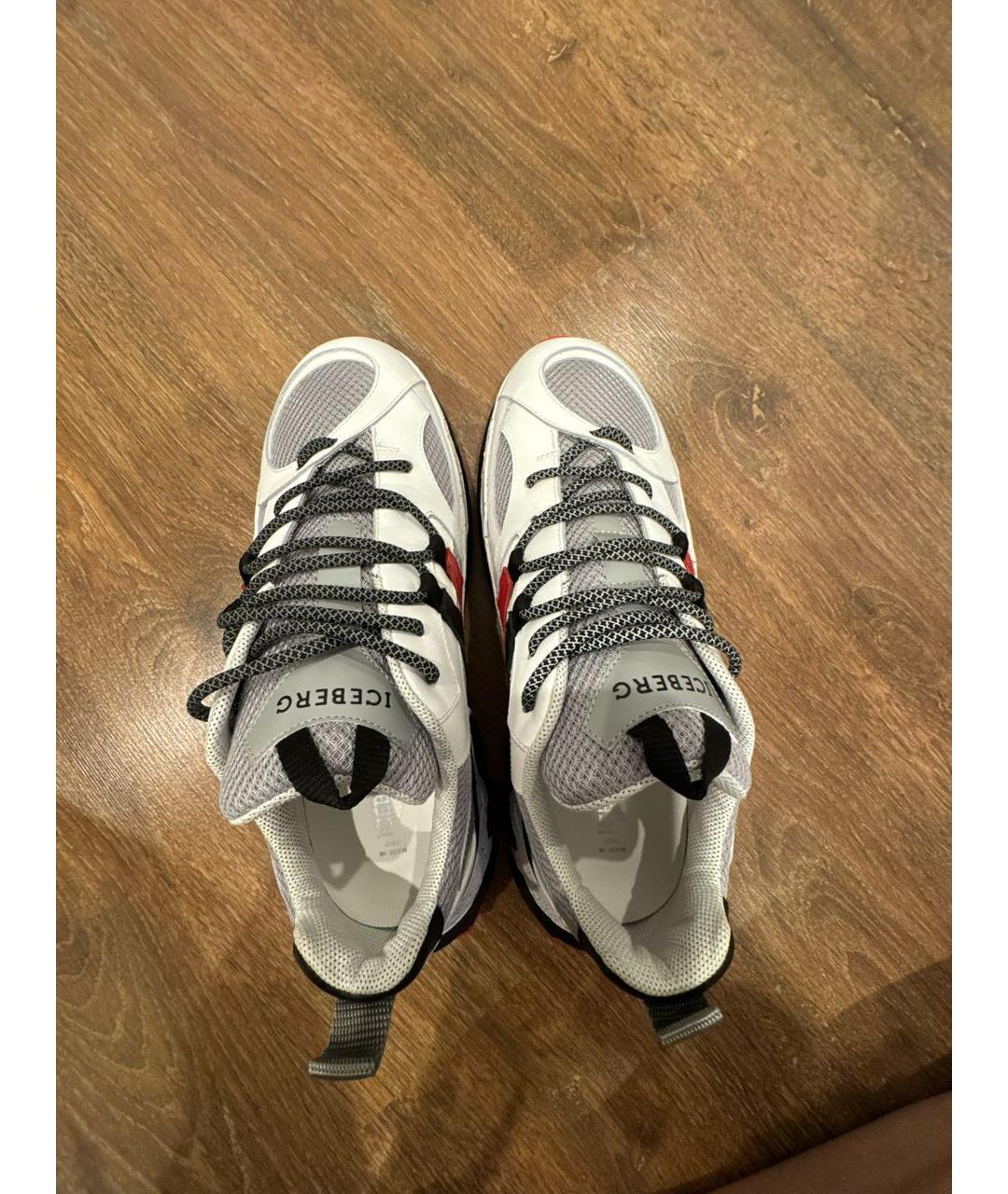 ICEBERG Белые кожаные низкие кроссовки / кеды, фото 3