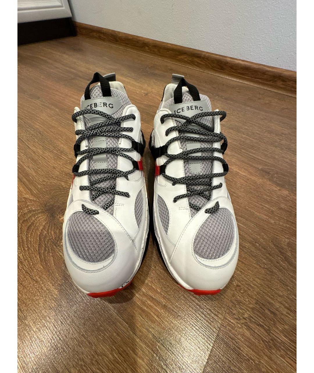 ICEBERG Белые кожаные низкие кроссовки / кеды, фото 2