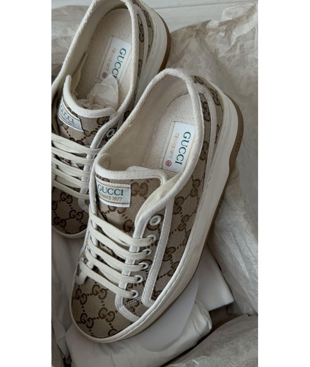 GUCCI Бежевые текстильные кеды, фото 3