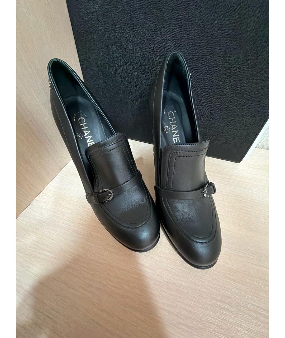 CHANEL Черные кожаные туфли, фото 7