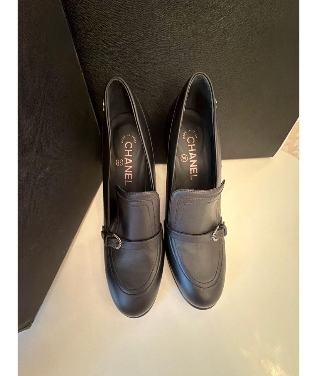 CHANEL Черные кожаные туфли, фото 2