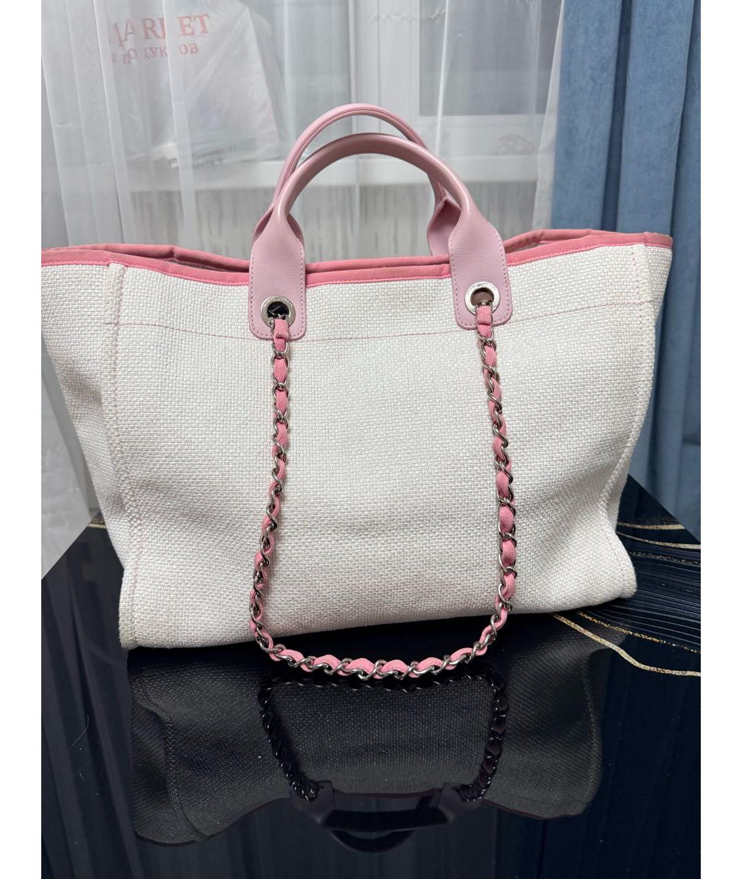 CHANEL Белая твидовая сумка тоут, фото 3