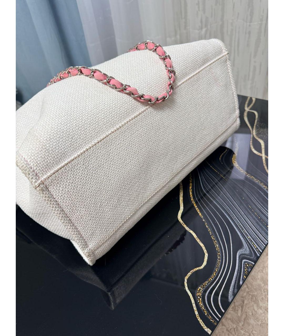 CHANEL Белая твидовая сумка тоут, фото 5