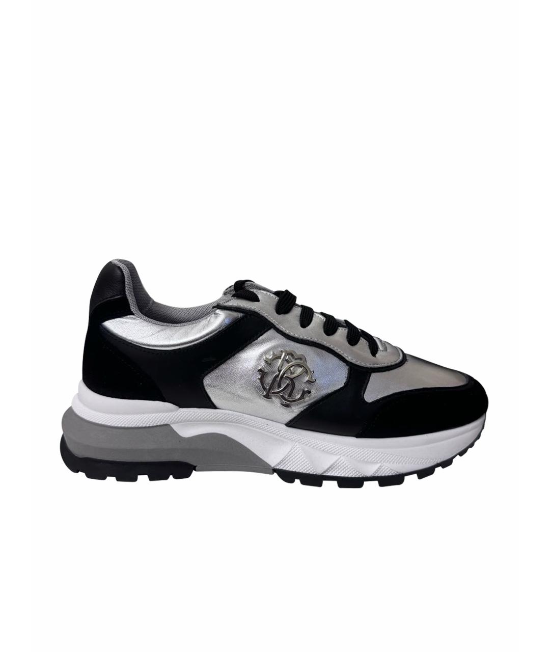 ROBERTO CAVALLI Серебряные кроссовки, фото 1