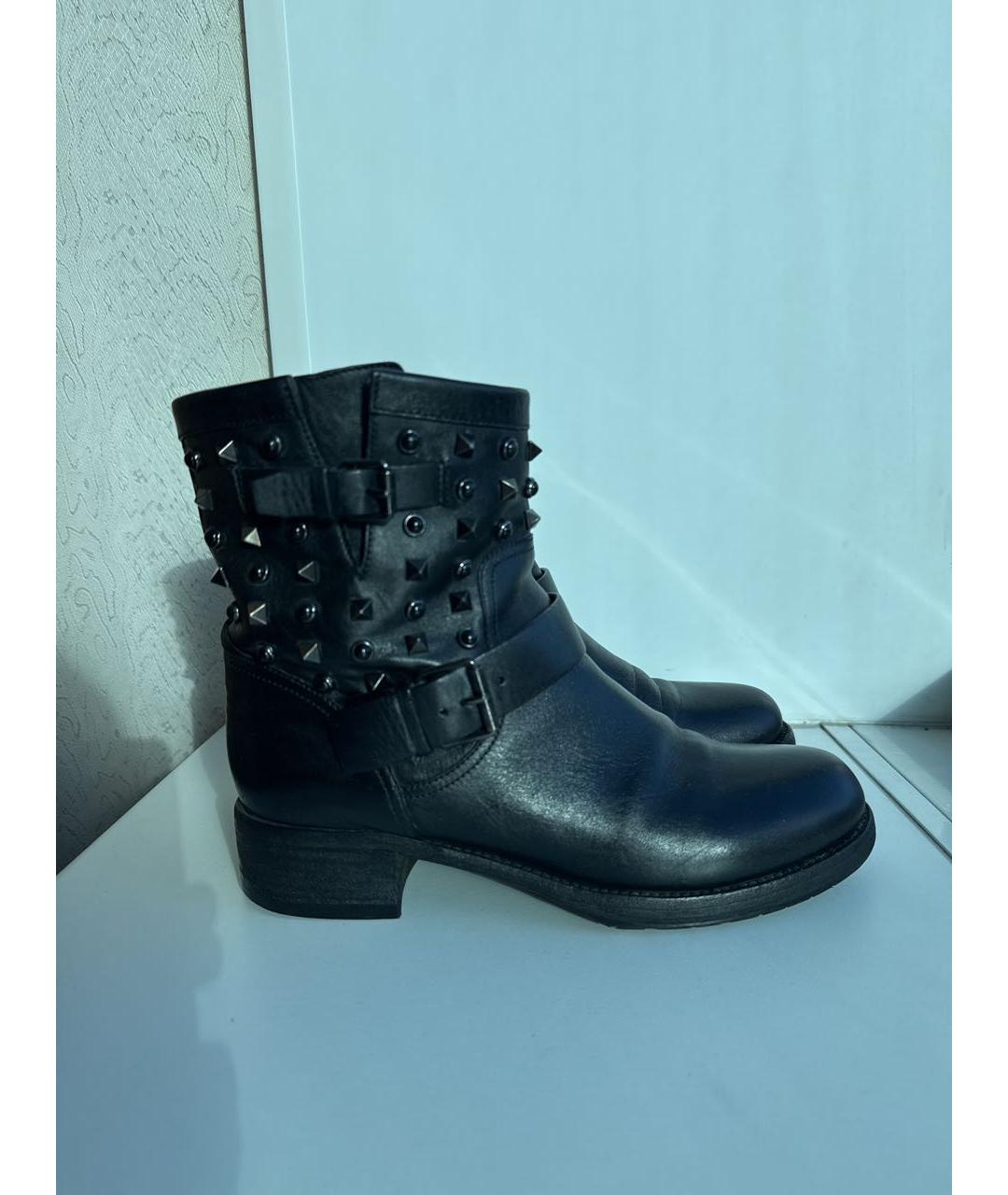 VALENTINO Черные кожаные полусапоги, фото 2