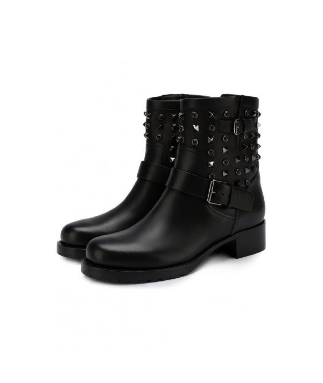 VALENTINO Черные кожаные полусапоги, фото 8