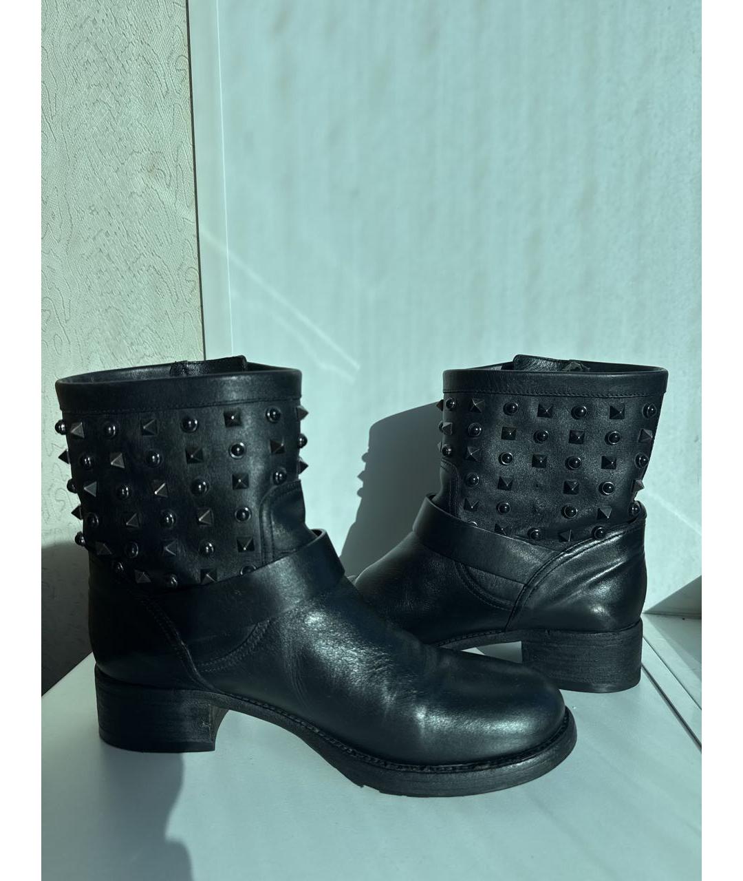 VALENTINO Черные кожаные полусапоги, фото 6