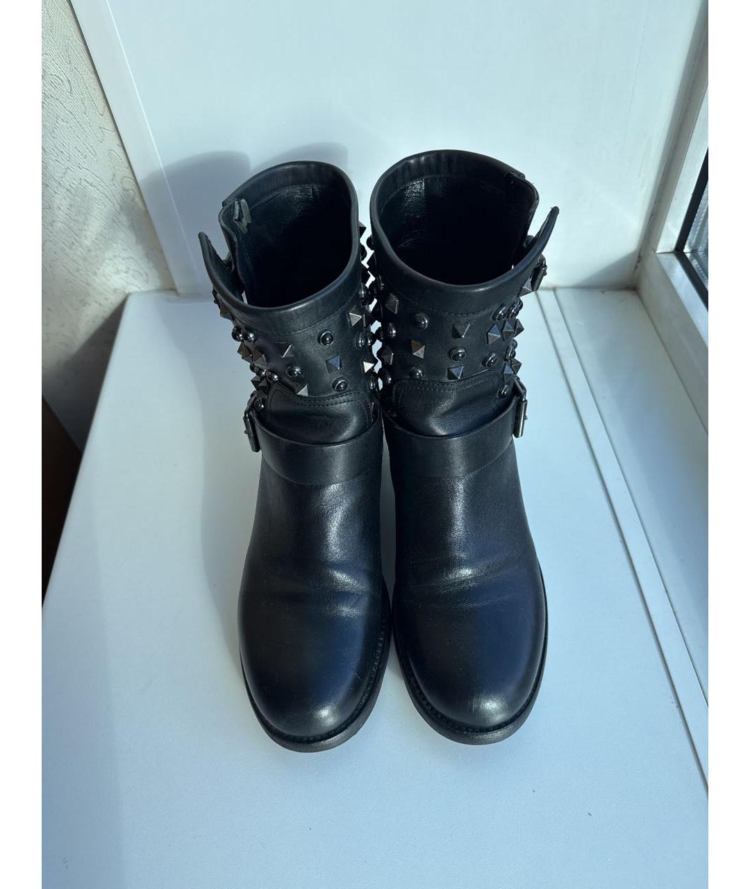 VALENTINO Черные кожаные полусапоги, фото 3