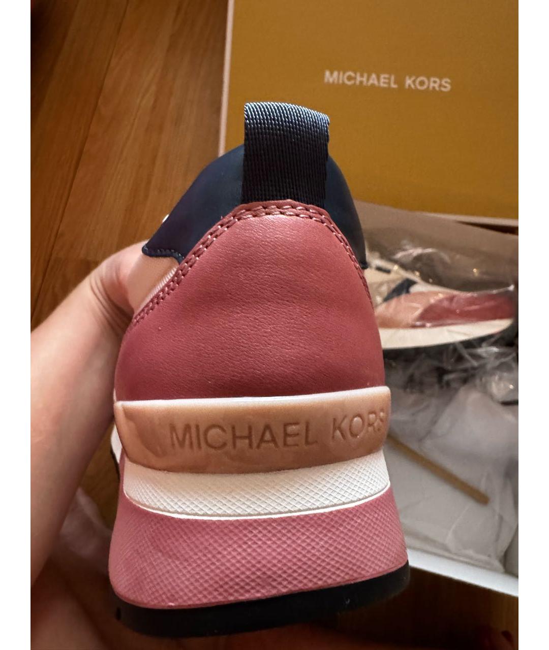 MICHAEL KORS Коралловые кожаные кроссовки, фото 4
