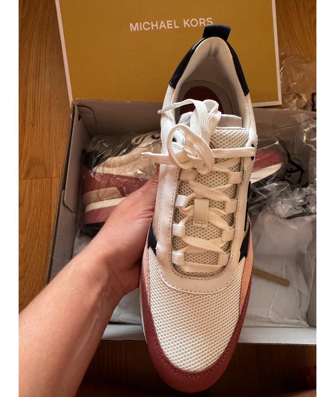 MICHAEL KORS Коралловые кожаные кроссовки, фото 3