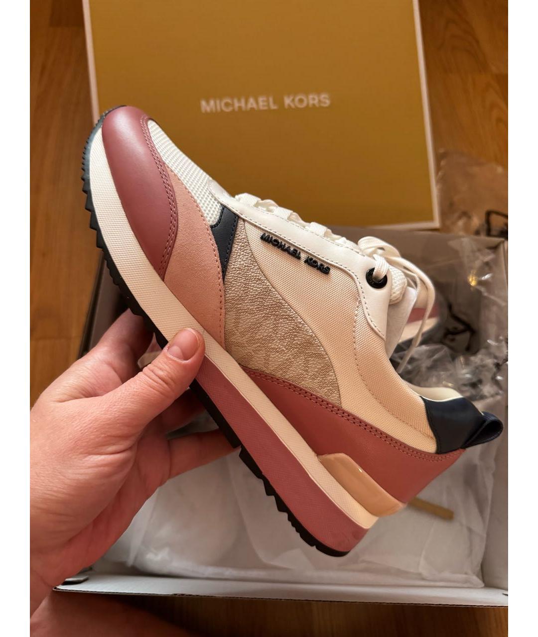 MICHAEL KORS Коралловые кожаные кроссовки, фото 2