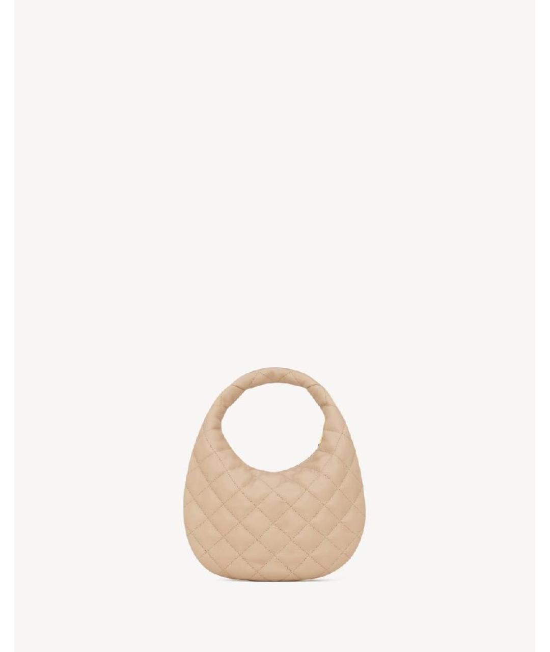 SAINT LAURENT Бежевая кожаная сумка с короткими ручками, фото 2