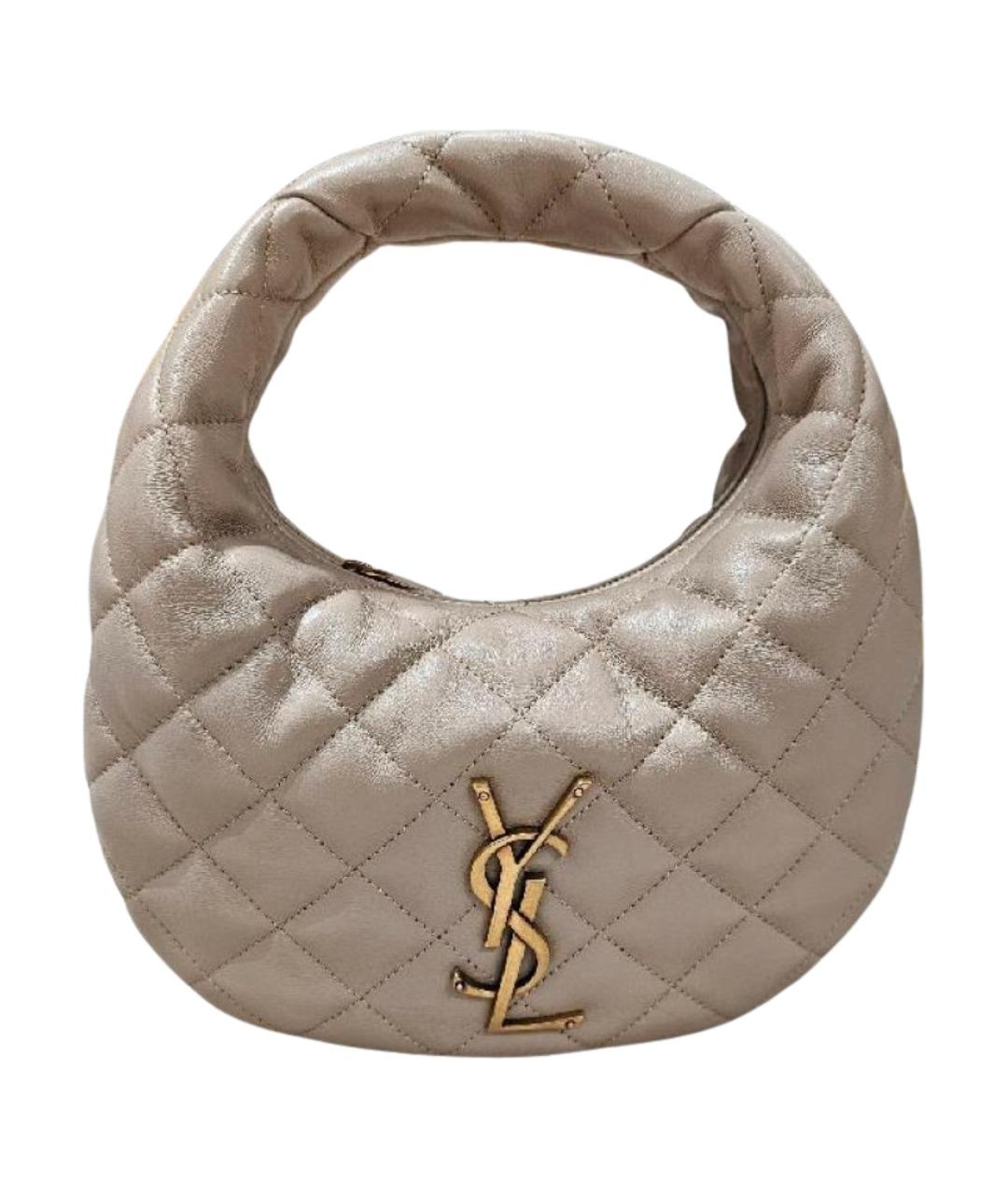 SAINT LAURENT Бежевая кожаная сумка с короткими ручками, фото 1