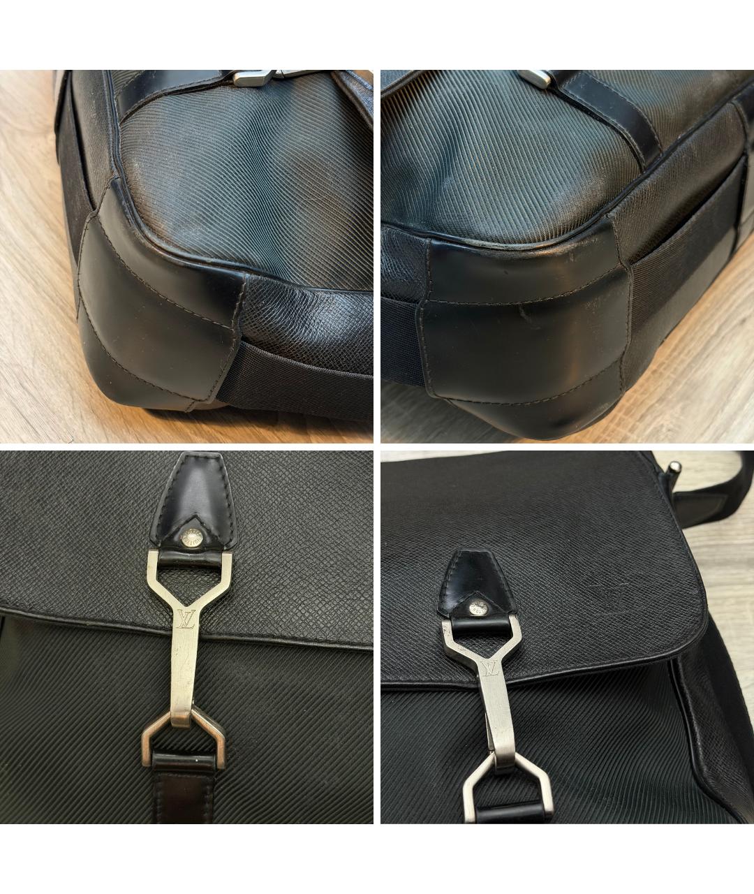 LOUIS VUITTON Антрацитовая кожаная сумка на плечо, фото 6