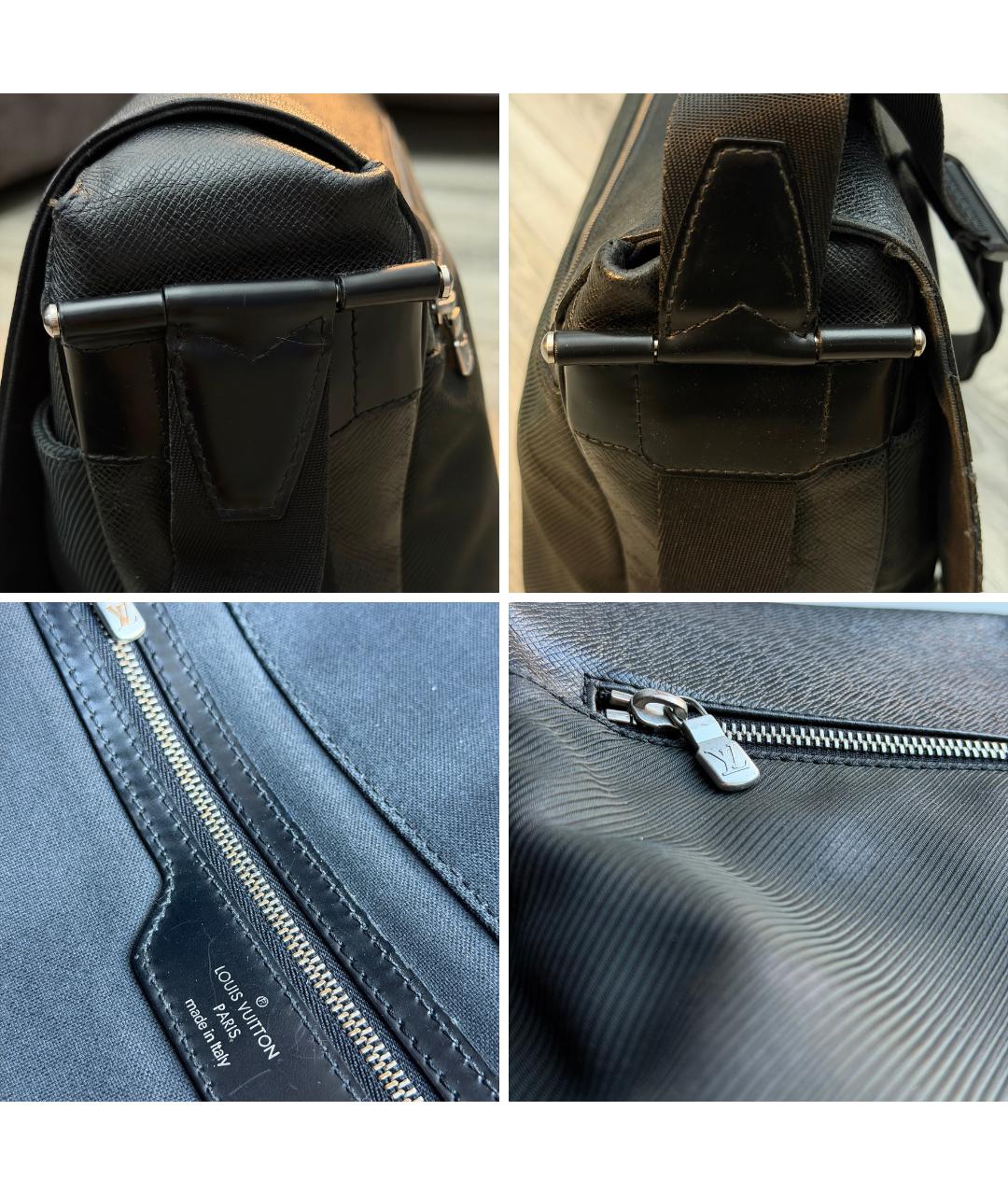 LOUIS VUITTON Антрацитовая кожаная сумка на плечо, фото 7