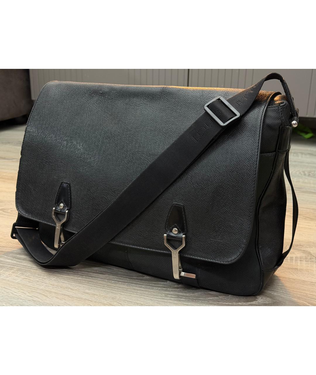 LOUIS VUITTON Антрацитовая кожаная сумка на плечо, фото 10