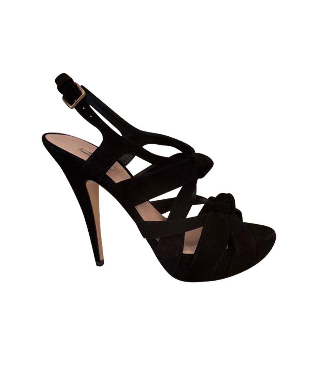 MIU MIU Черные замшевые босоножки, фото 1